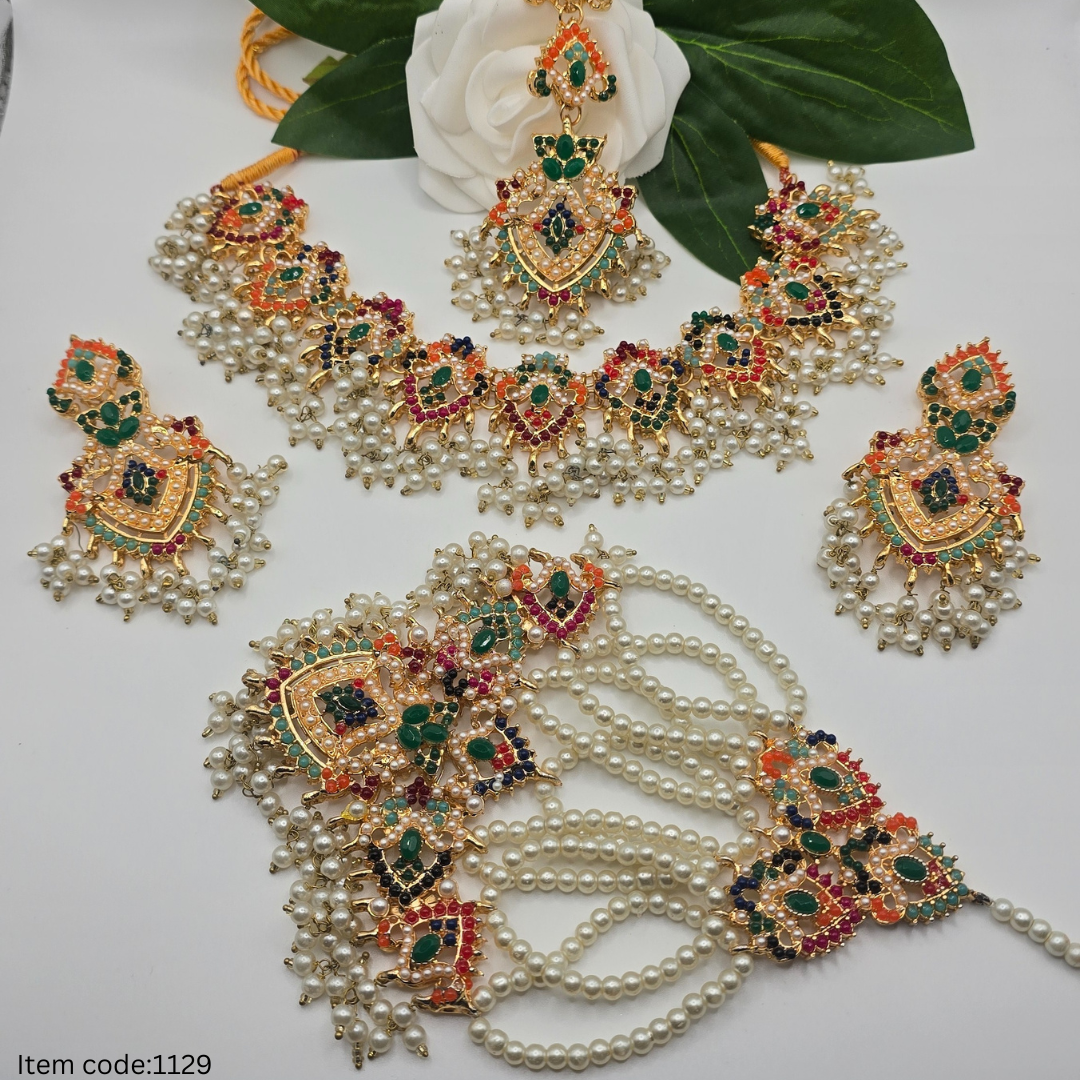 BRIDAL /SEMI BRIDAL NAURATAN NECKLACE SET PASA