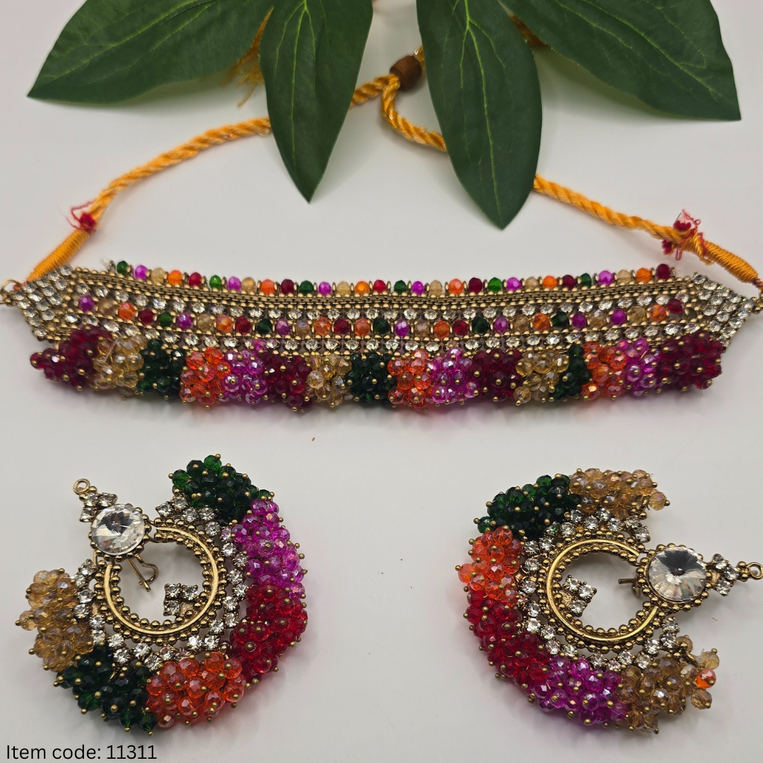 PAPKISTANI MANJOOS NECKLACE WITH EARRING TIKKA