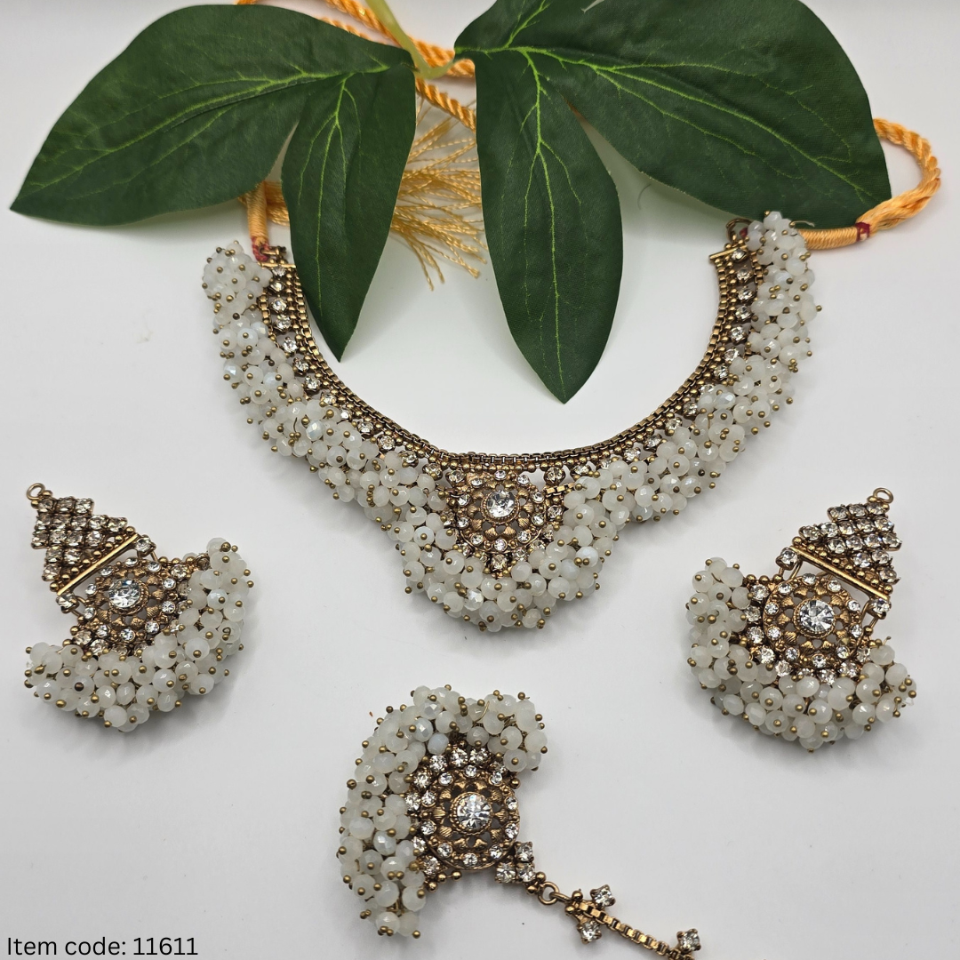 PAPKISTANI MANJOOS NECKLACE WITH EARRING TIKKA