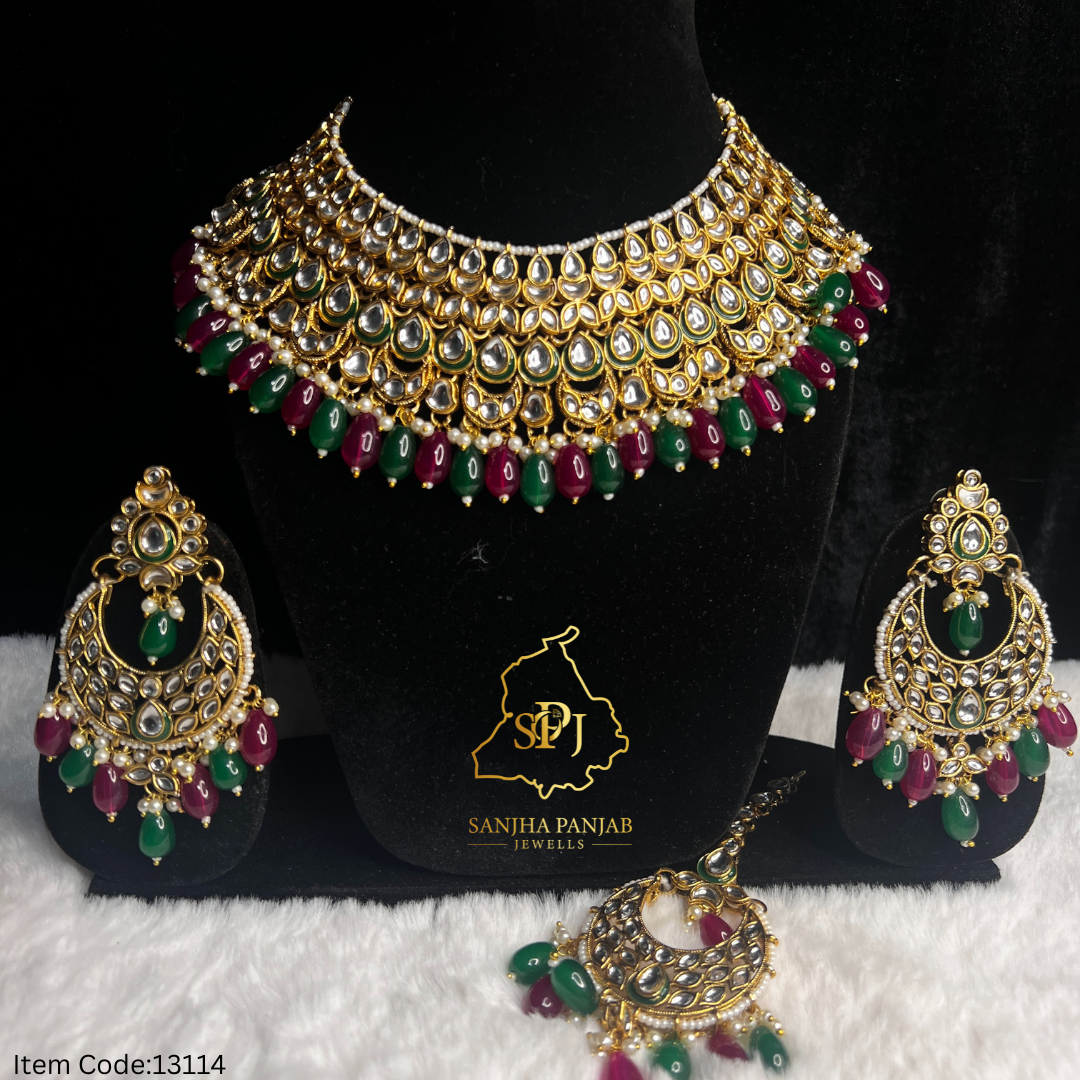 KUNDAN NECKLACE SET WITH EARRINGS |TIKKA