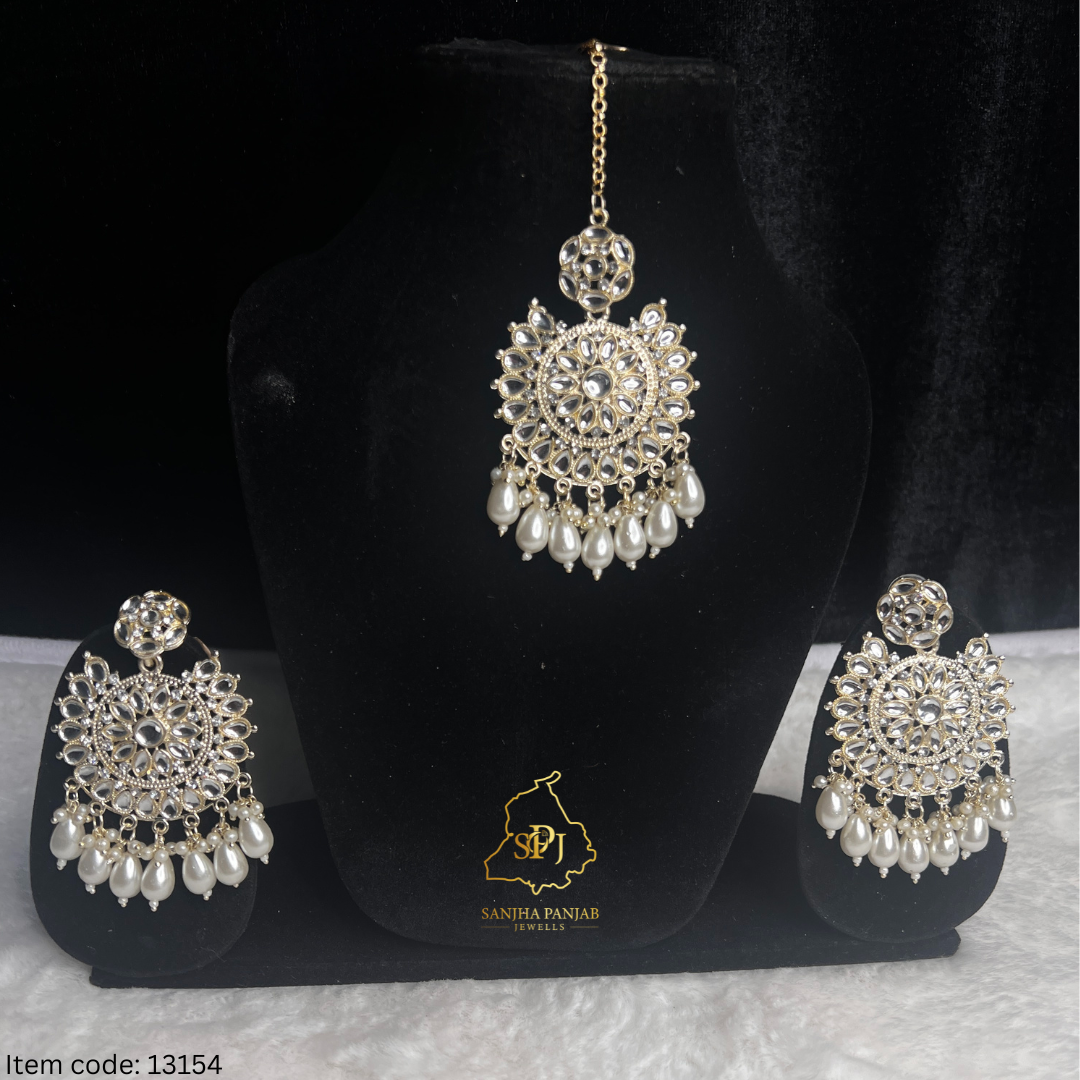 EARRINGS TIKKA SET KUNDAN |POLKI