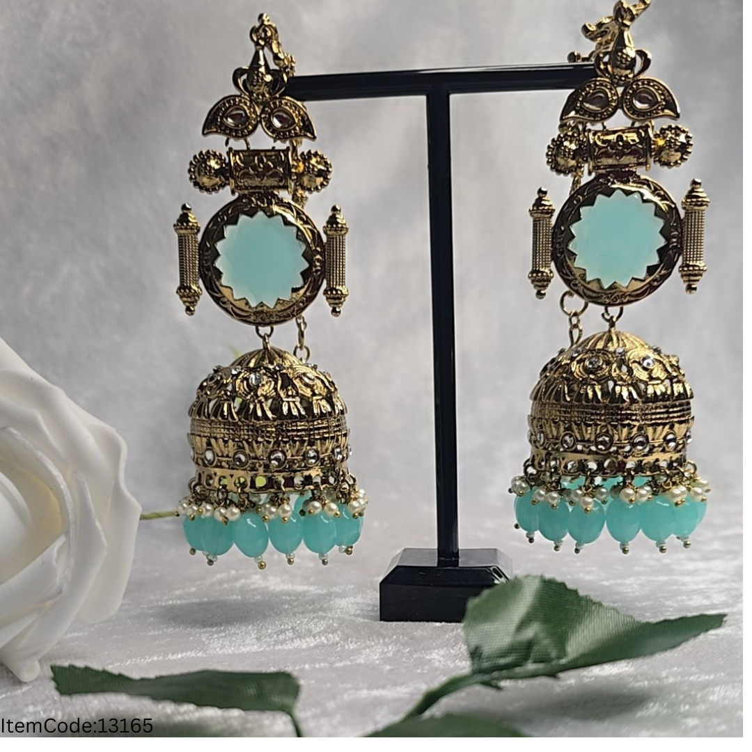 ANTIQUE GOLD LONG LEANTH JHUMKI