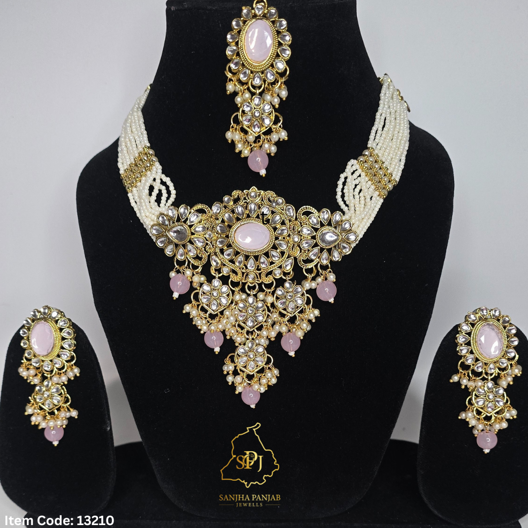 POLKI NECKLACE SET WITH EARRINGS TIKKA