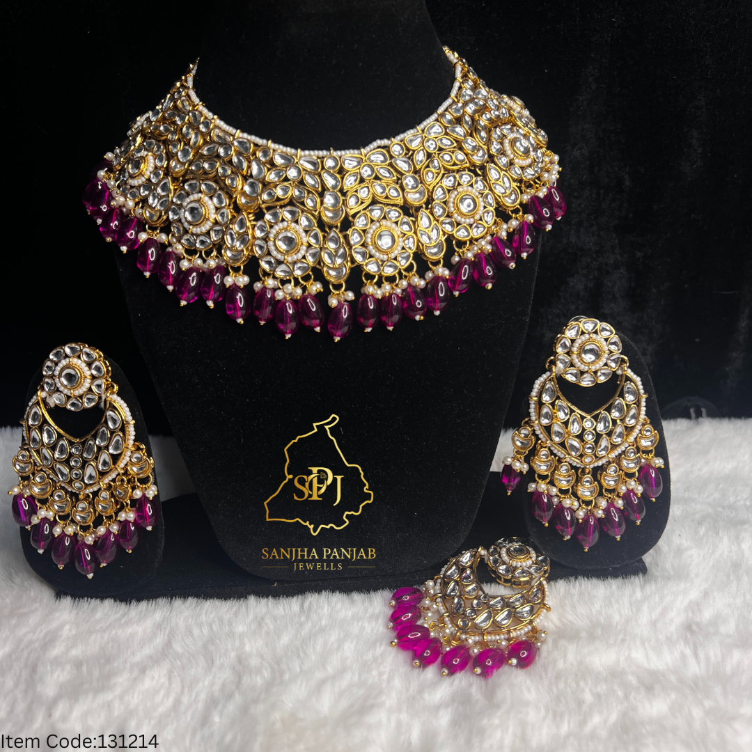KUNDAN NECKLACE SET WITH EARRINGS |TIKKA