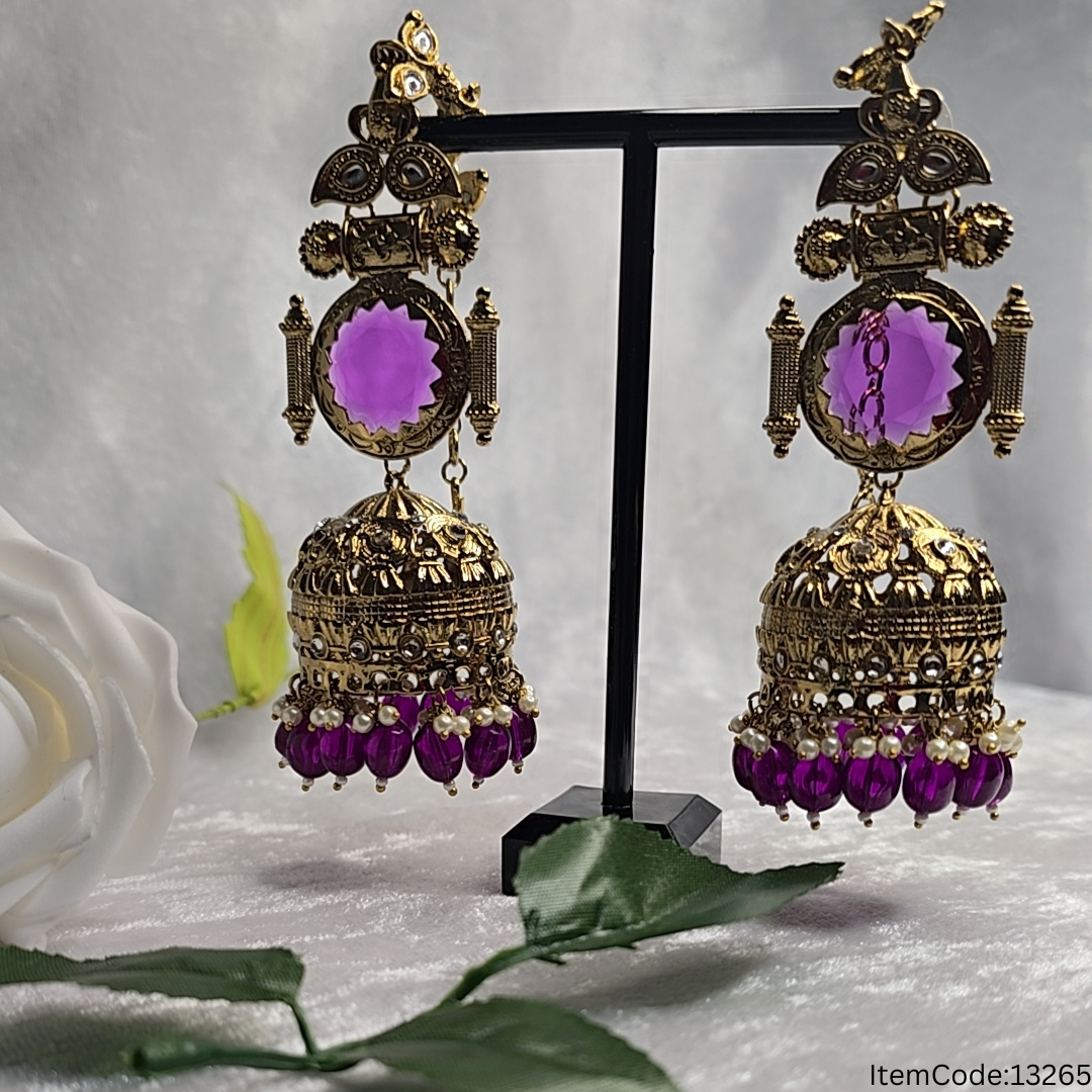ANTIQUE GOLD LONG LEANTH JHUMKI