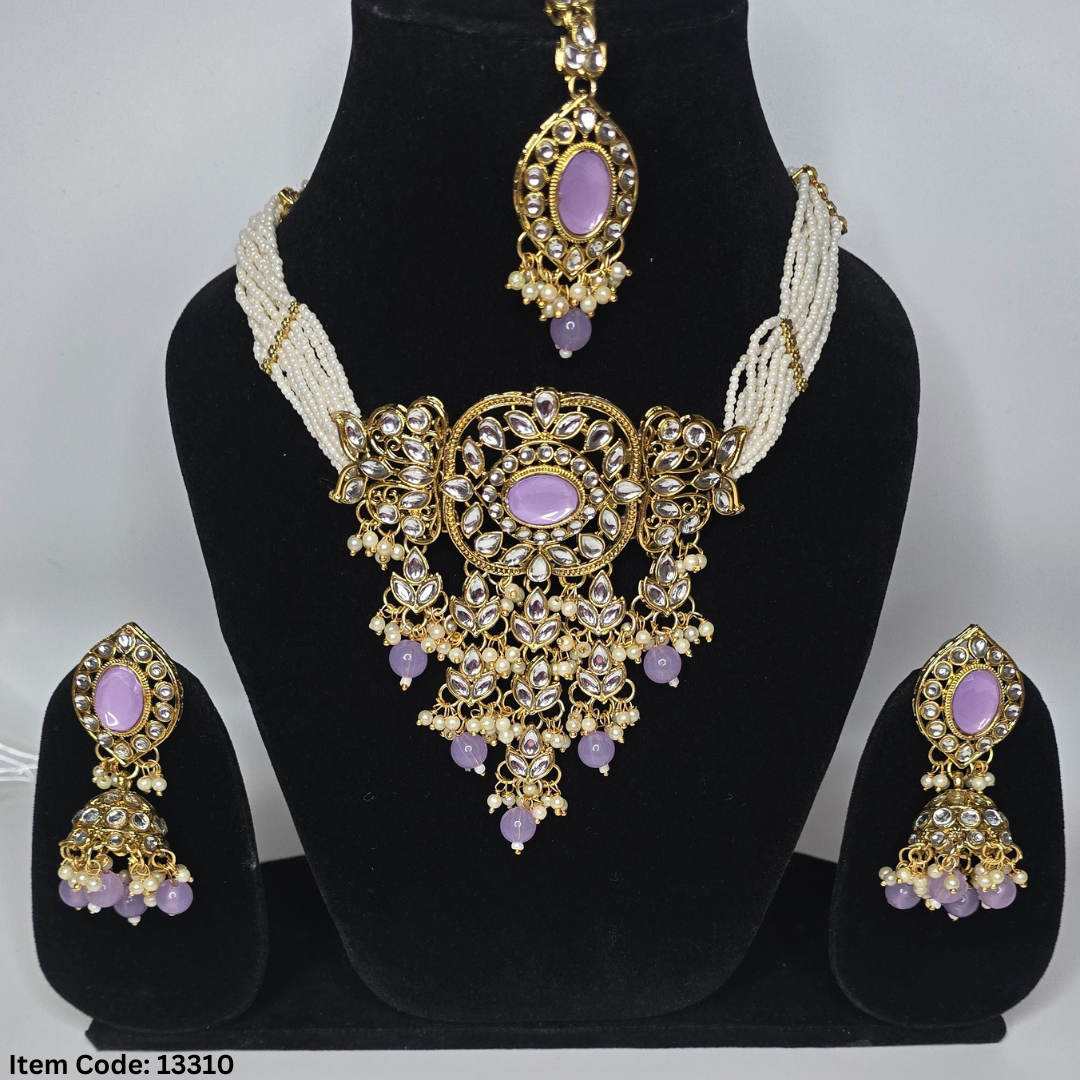 POLKI NECKLACE SET WITH EARRINGS TIKKA