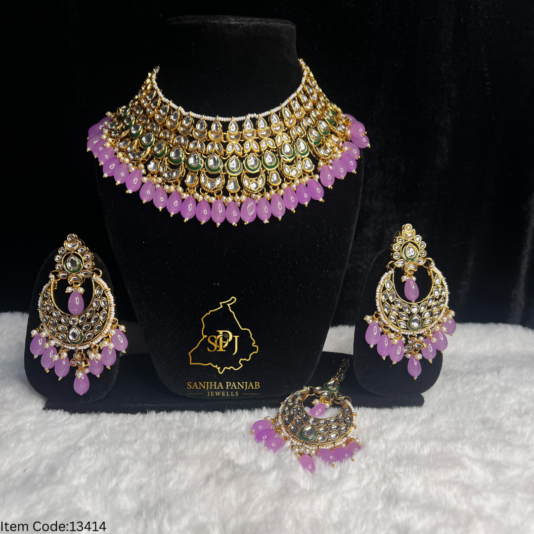 KUNDAN NECKLACE SET WITH EARRINGS |TIKKA