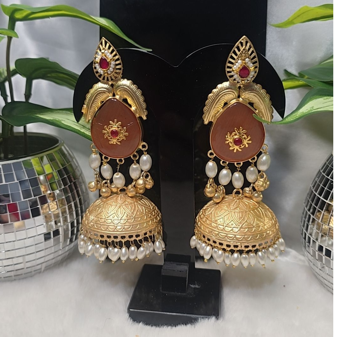 PREMIMUM QUALTY JERMAN SILVER OVERSIZE JHUMKI EARRINGS