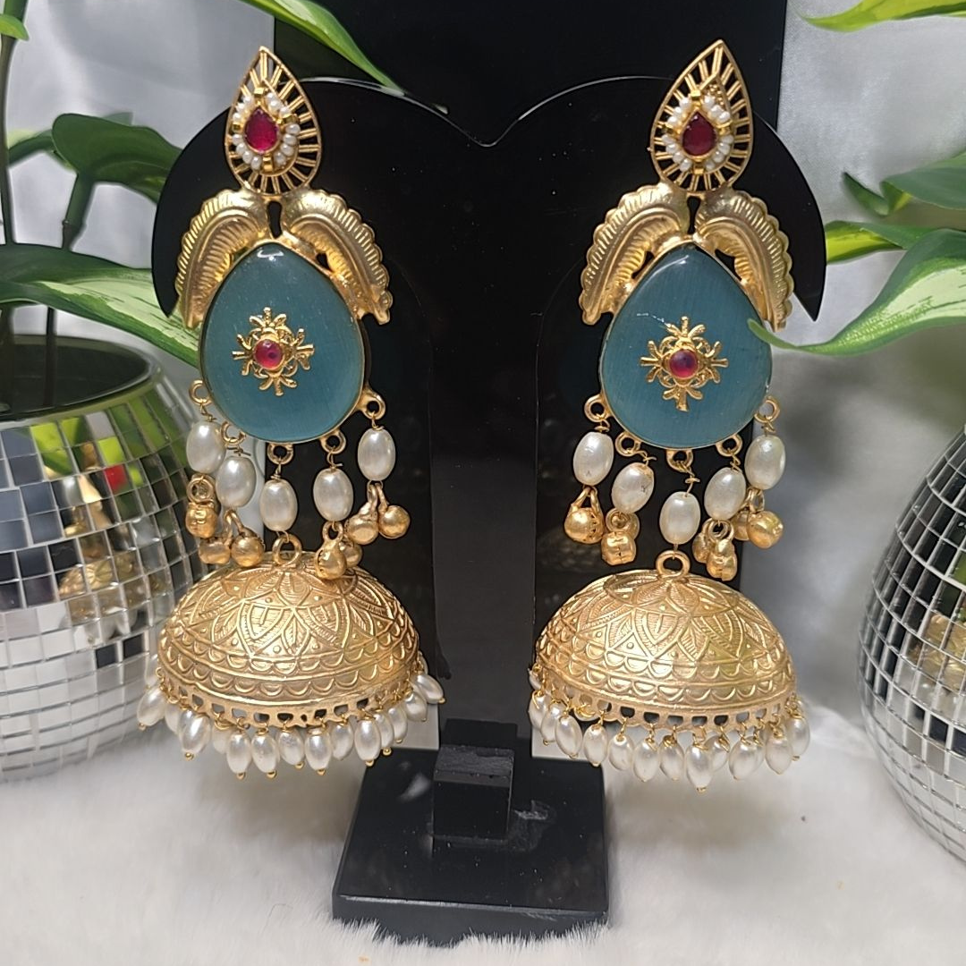 PREMIMUM QUALTY JERMAN SILVER OVERSIZE JHUMKI EARRINGS