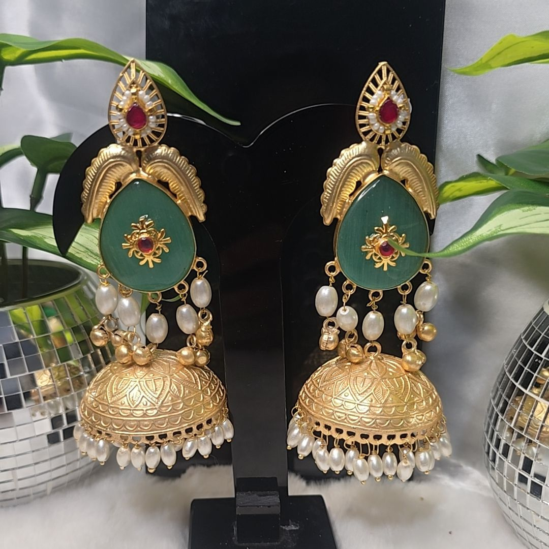 PREMIMUM QUALTY JERMAN SILVER OVERSIZE JHUMKI EARRINGS