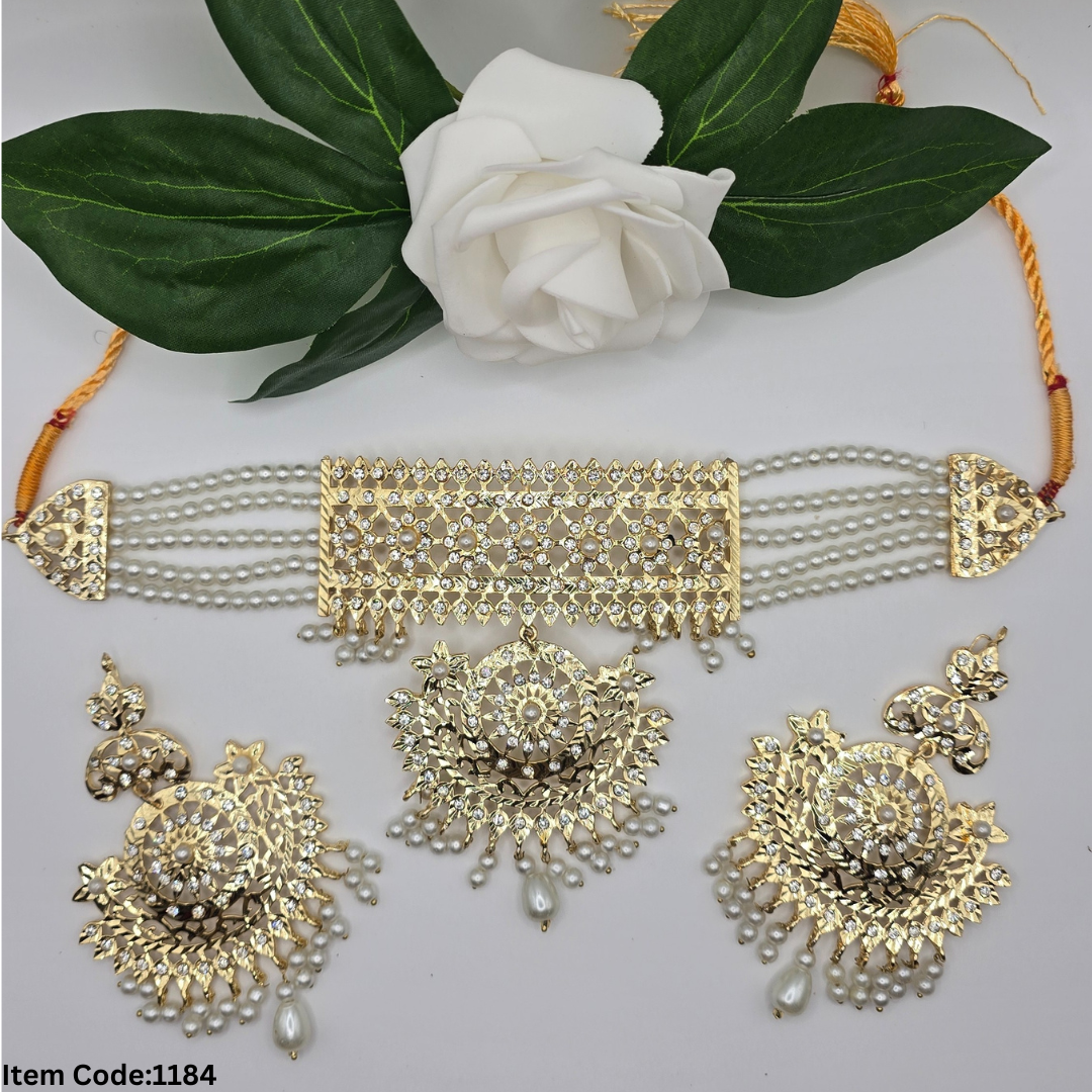 GOLD PLATTED PAKISTANI LAYERED CHOKER SET