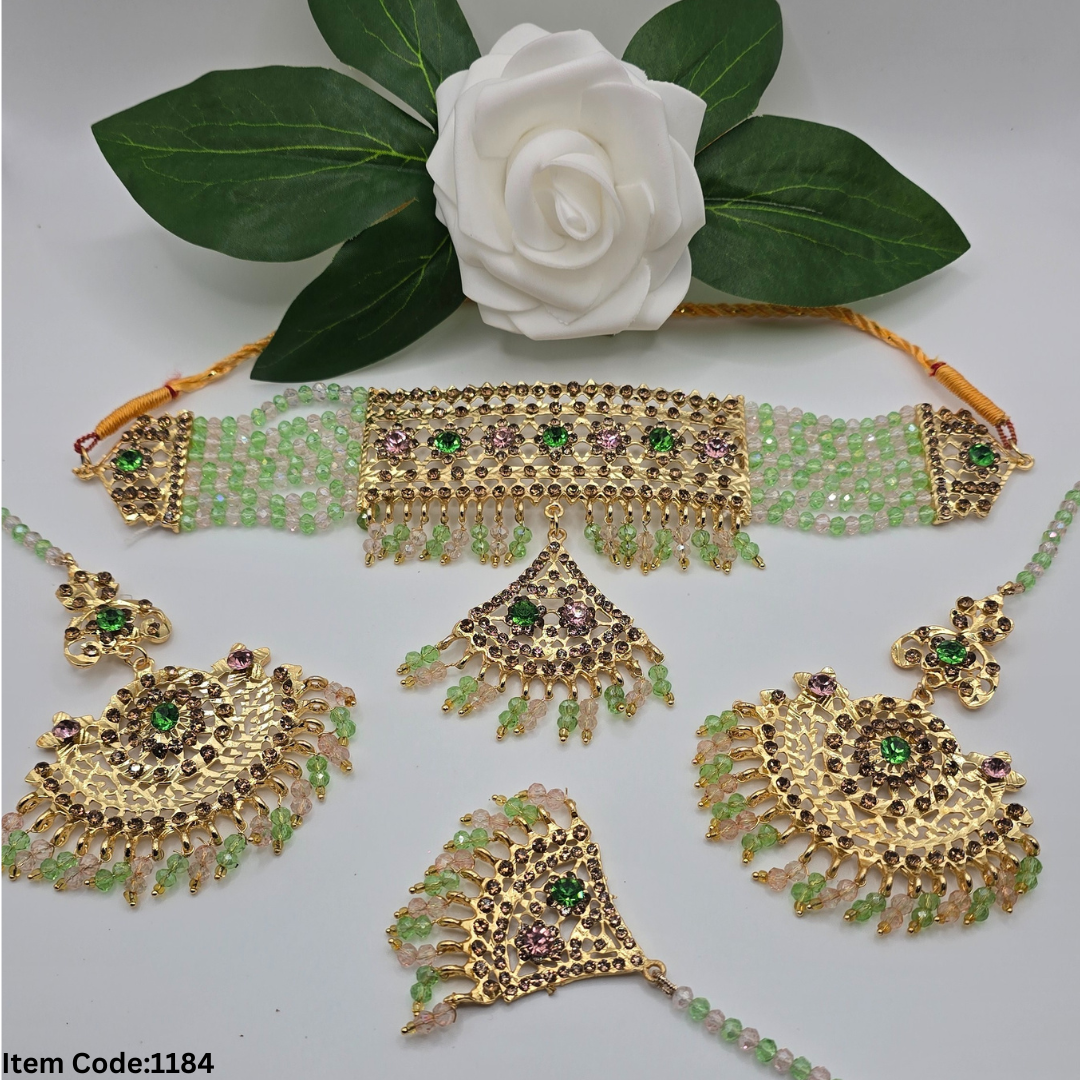 GOLD PLATTED PAKISTANI LAYERED CHOKER SET