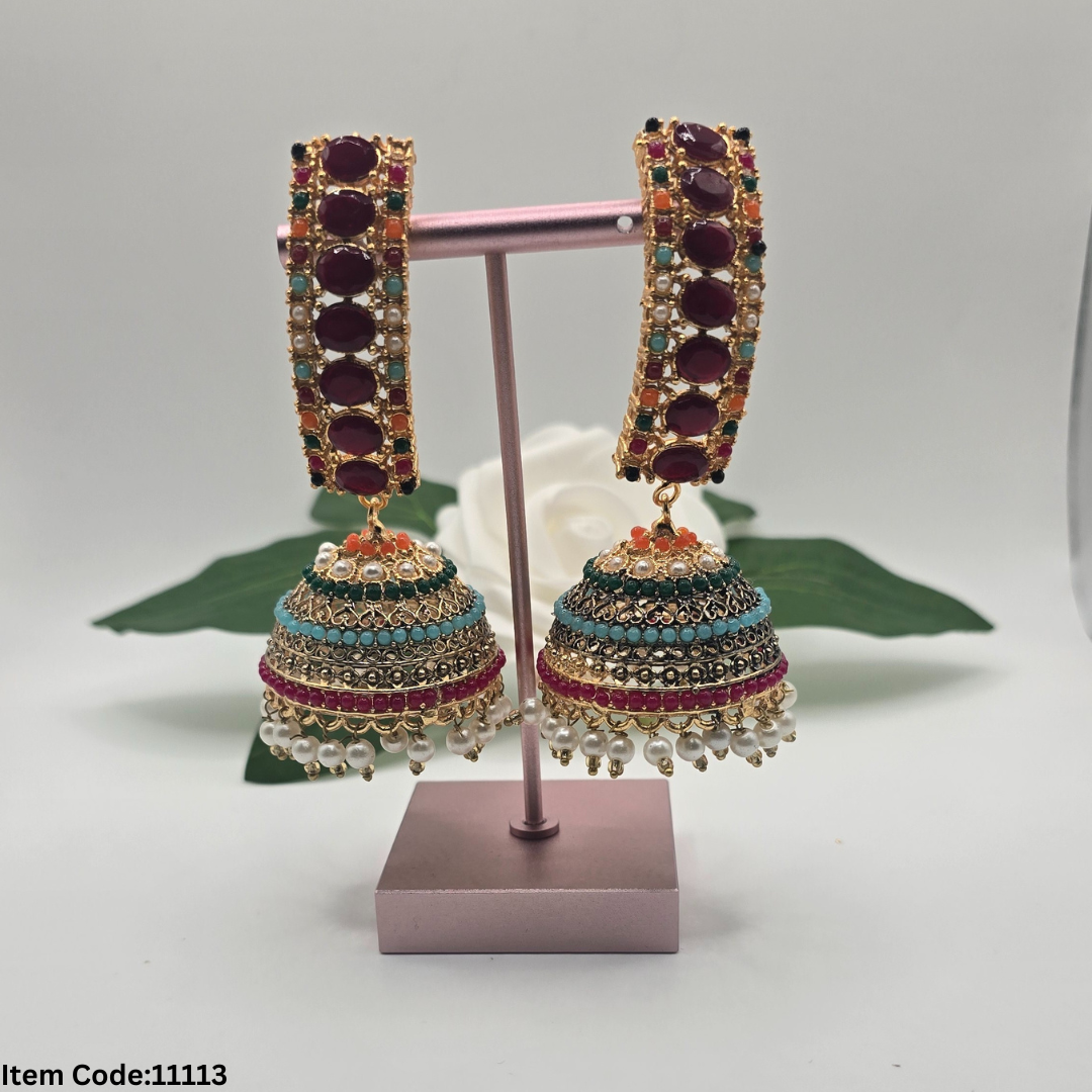 NAURATAN EARRI9NG TIKKA |JHUMKI
