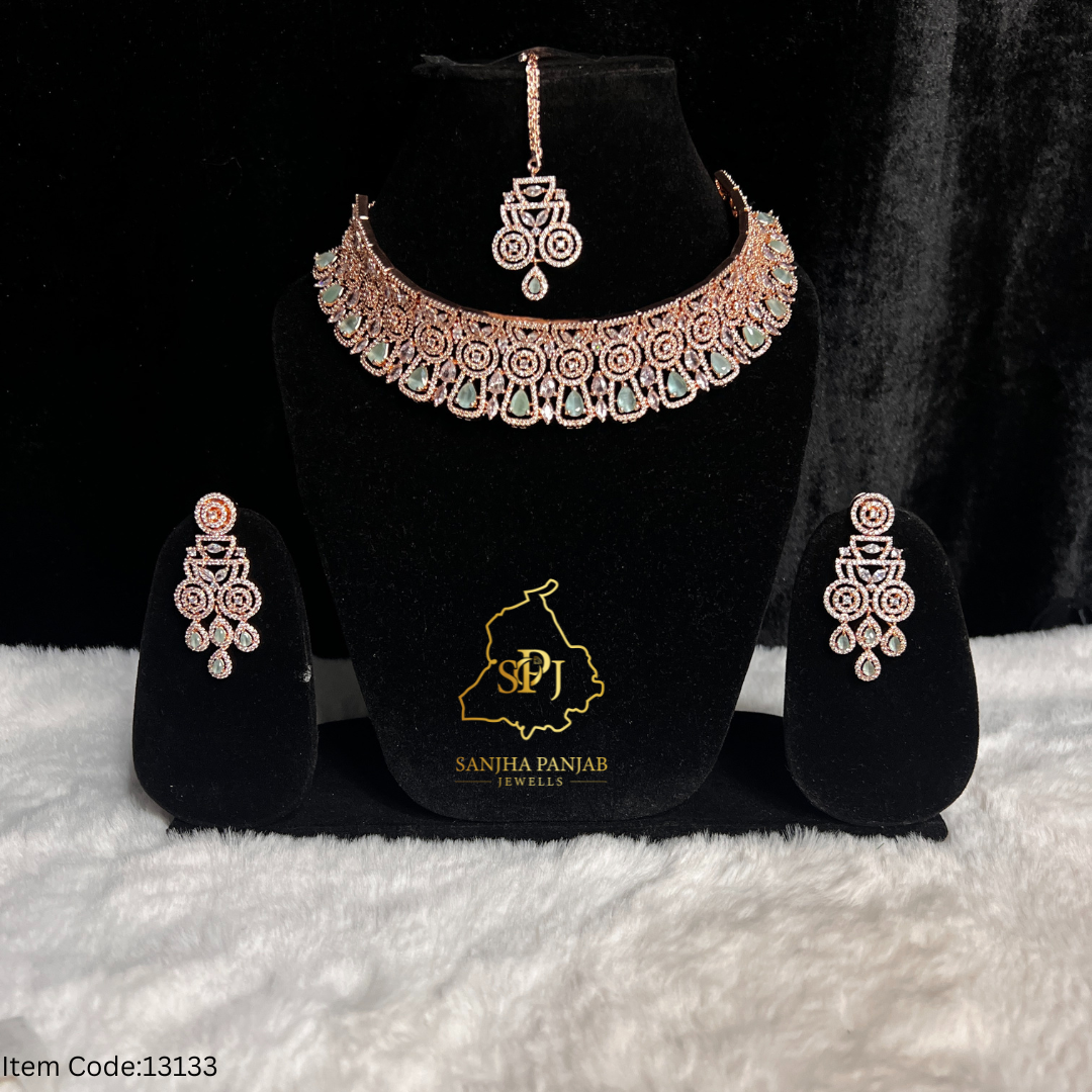 AMERICAN DIAMOND |MONALISA JEM STONE NECKLACE SET