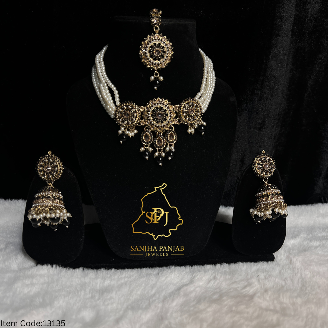 POLKI CHOKER SET WITH JHUMKI |TIKKA