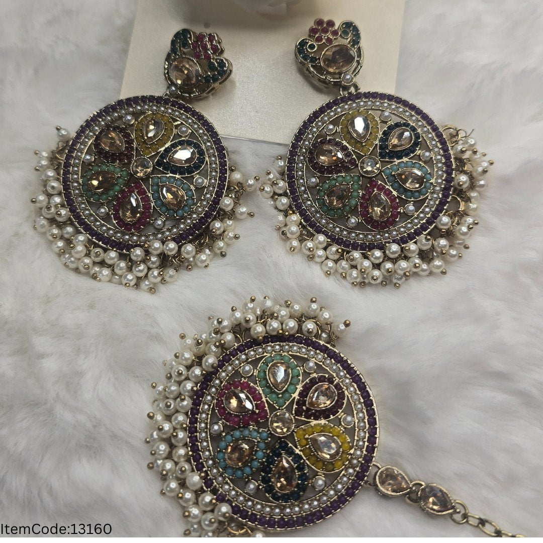 EARING TIKKA SET POLKI KUNDAN