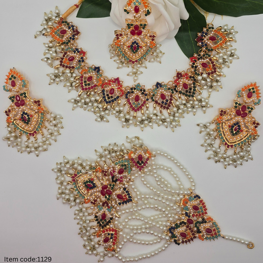 BRIDAL /SEMI BRIDAL NAURATAN NECKLACE  SET  PASA