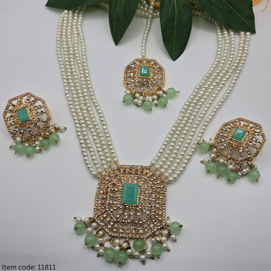 LONG MALA NECKLACE SET WITH  STUDS