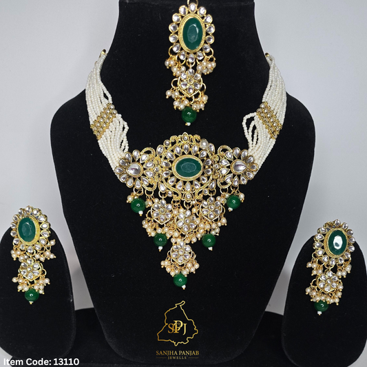 POLKI NECKLACE SET WITH EARRINGS TIKKA
