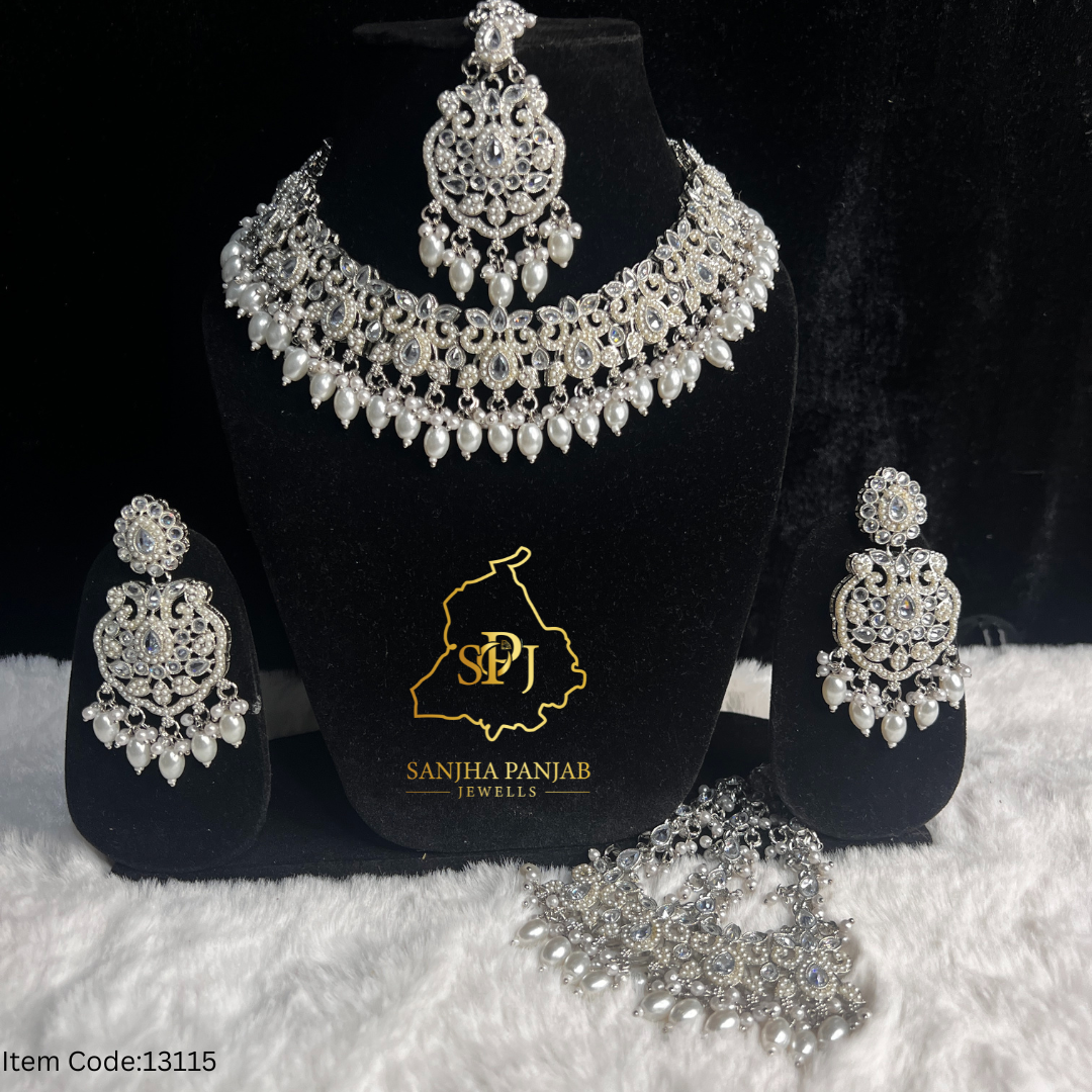 POLKI REVERSE AD NECKLACE WITH JHUMAR|TIKKA