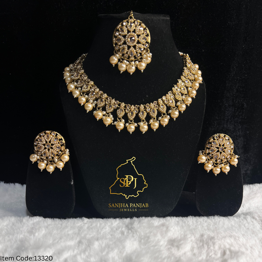 POLKI NECKLACE SET WITH STUDS