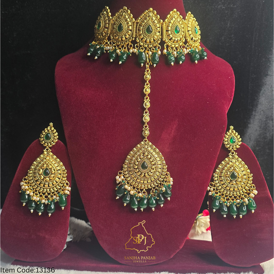ONE GRAM GOLD PLATED CHOKER  SET