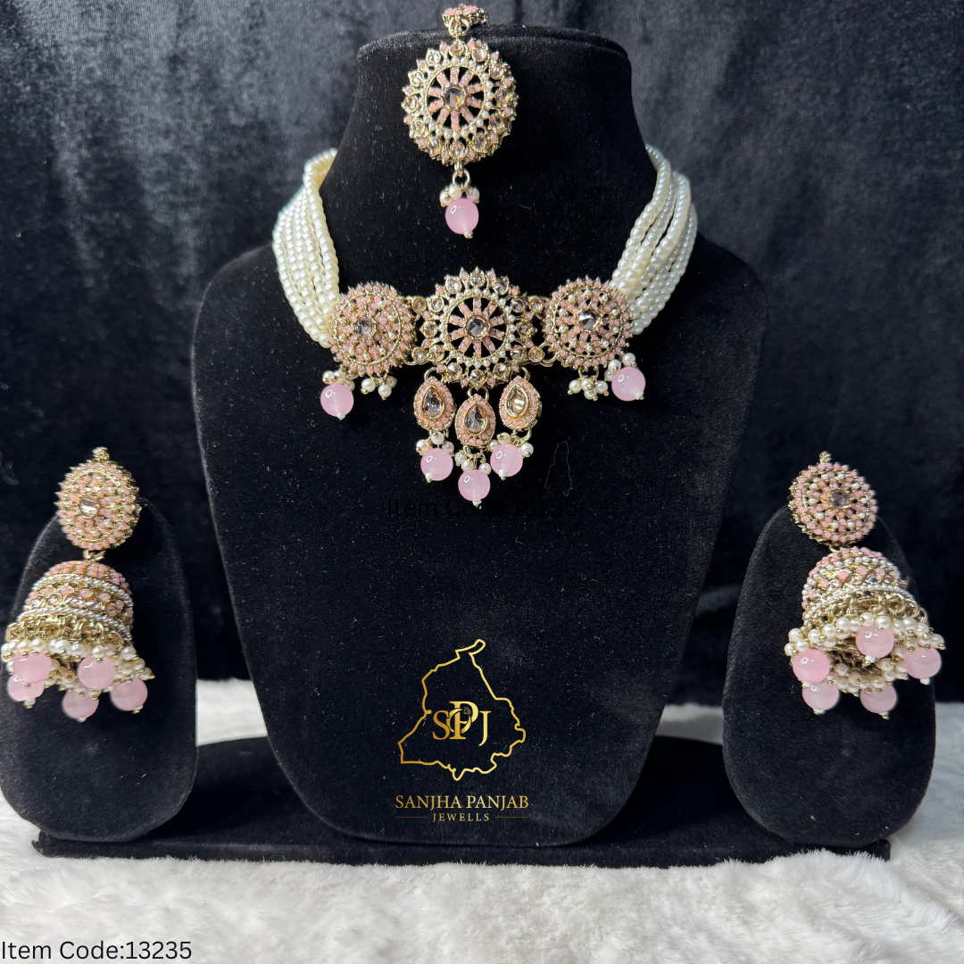 POLKI CHOKER SET WITH JHUMKI |TIKKA
