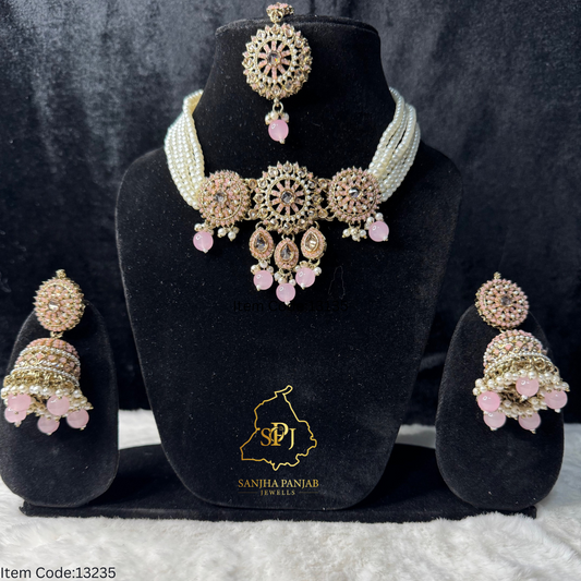 POLKI CHOKER SET WITH JHUMKI |TIKKA