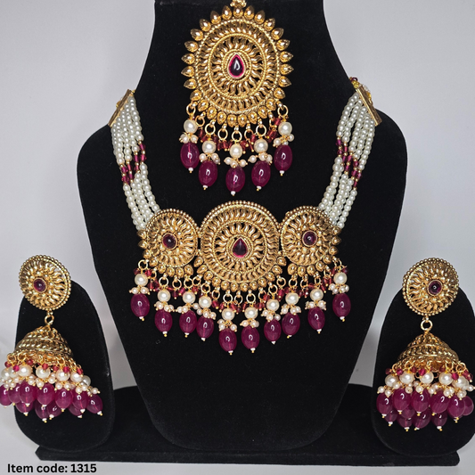 GOLD PLATED NECK LACE WITH JHUMI