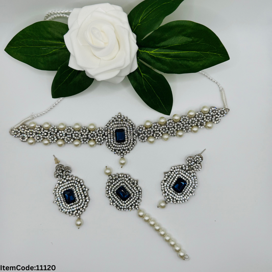 ONE GRAM PREARL MALA CHOKER SET WITH ERRING TIKKA