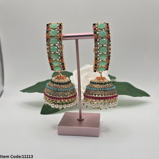 NAURATAN EARRI9NG TIKKA |JHUMKI