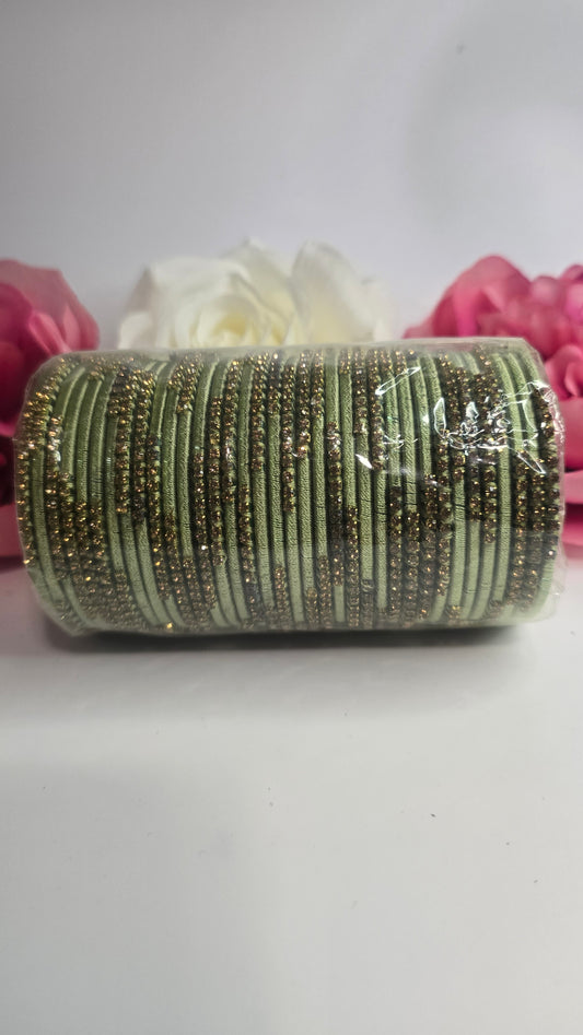 BEAUTIFUL THREAD AND STONE WORK METAL BANGLES