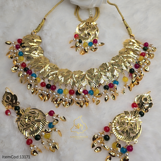 TRADITIONAL PUNJABI PIPAL PATTI NECKLACE SET