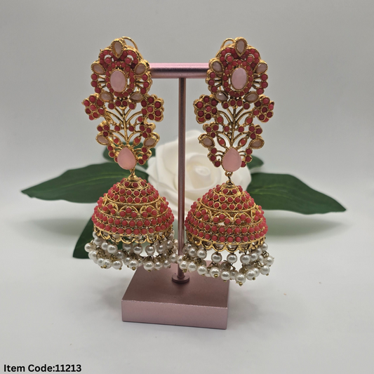 NAURATAN LOG EARRINGS WITH JHUMKI