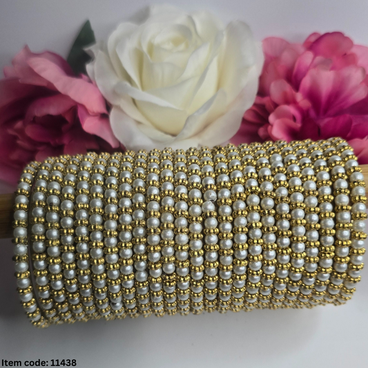 WHITE GOLD PEARL 12 BANGLES